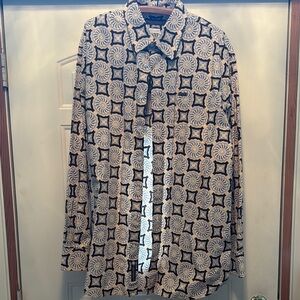 Versace Black and White Patterned Men's Shirt